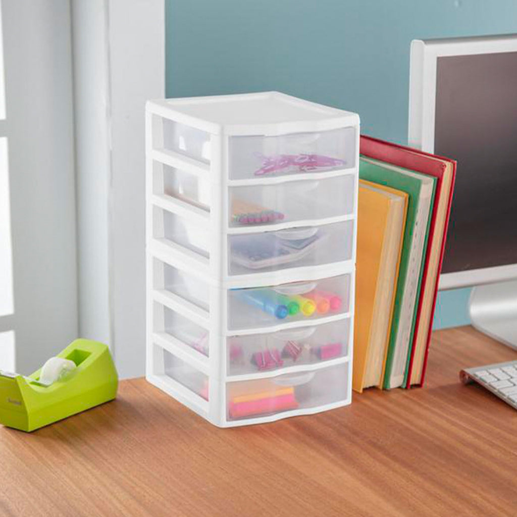 White Plastic 3 Drawer Desktop Storage Unit W267
