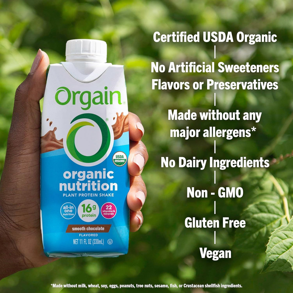 Organic Vegan Protein Shake Smooth Chocolate & Vanilla Bean 16g 11 Fl Oz X980020