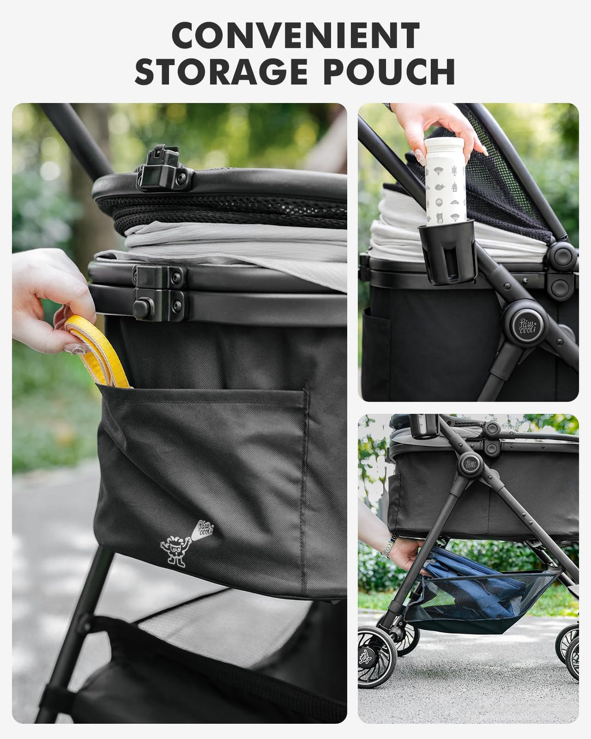 Black Foldable Pet Stroller with Detachable Carrier W51066