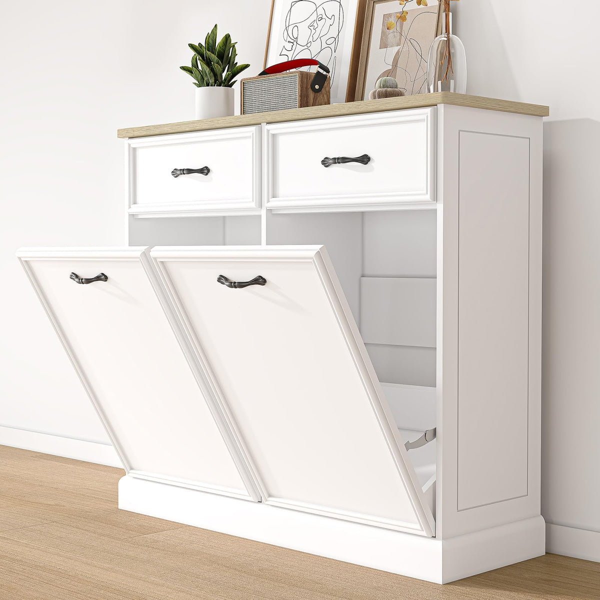 White 20 Gallon Tilt-Out Trash Cabinet F861732