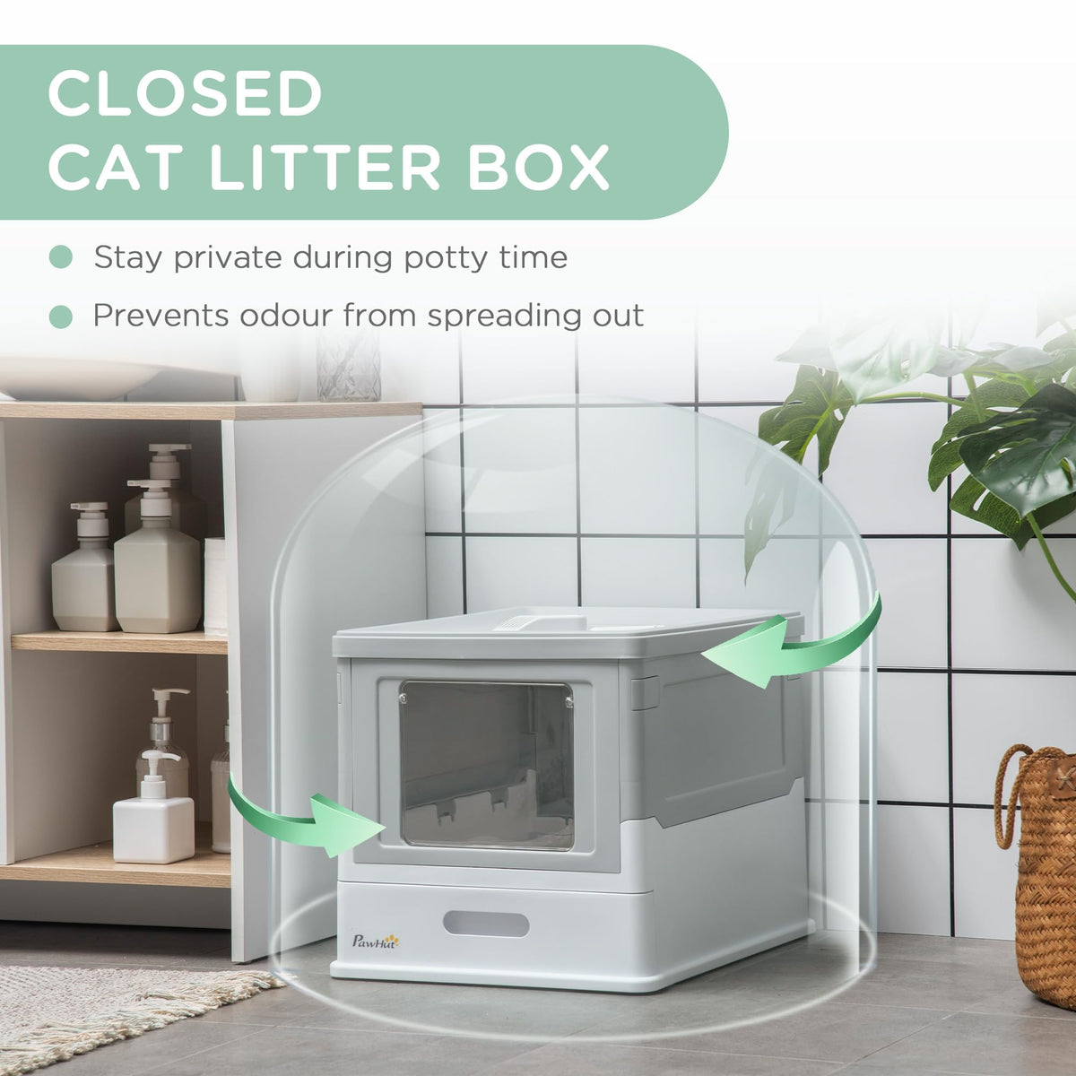 Fully Enclosed Cat Litter Box with Scoop A285