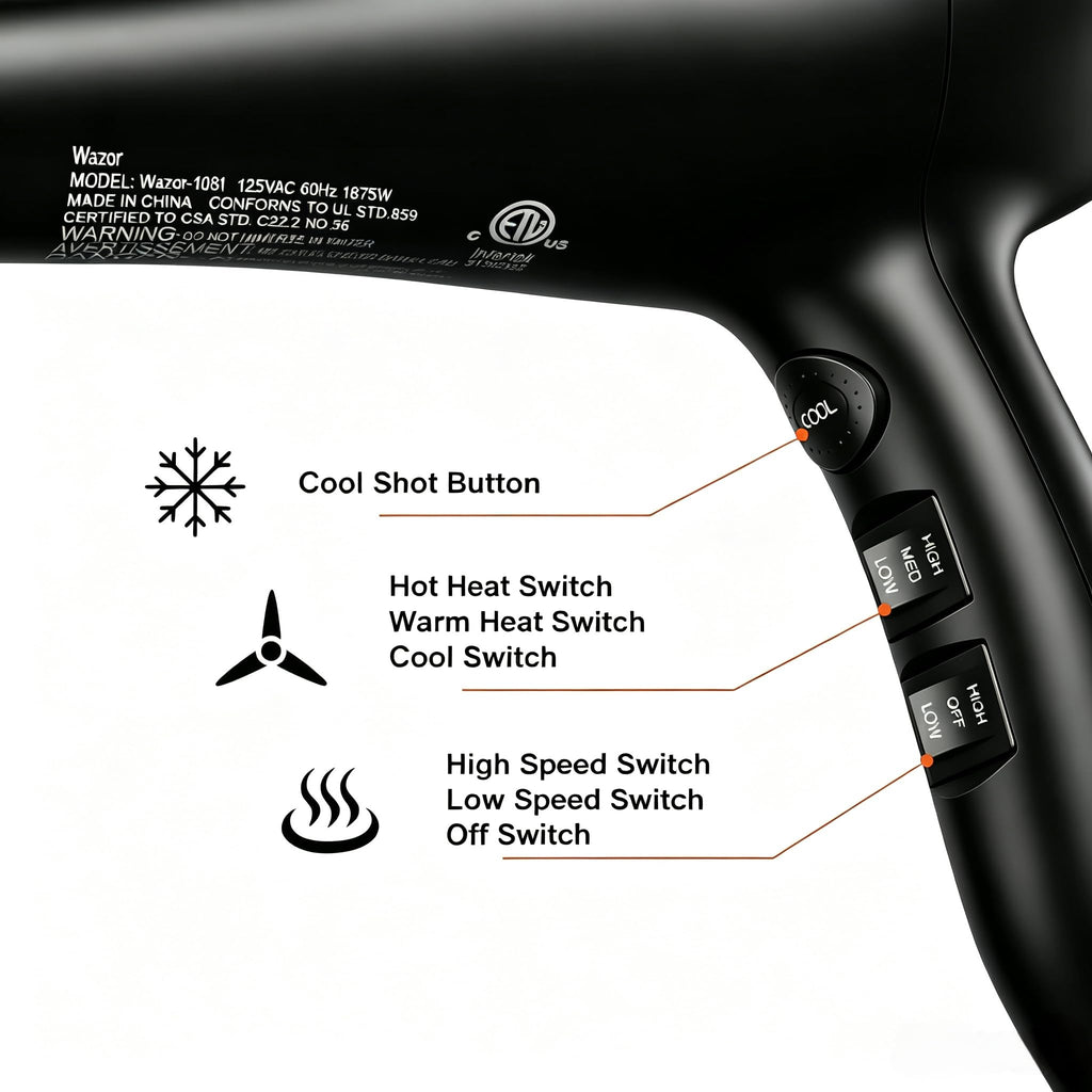 1875W Ionic Hair Dryer with Diffuser and Concentrator Q46559
