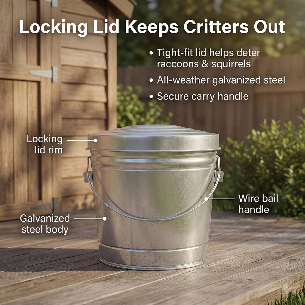 6-Gallon Galvanized Steel Locking Lid Trash Can B28123