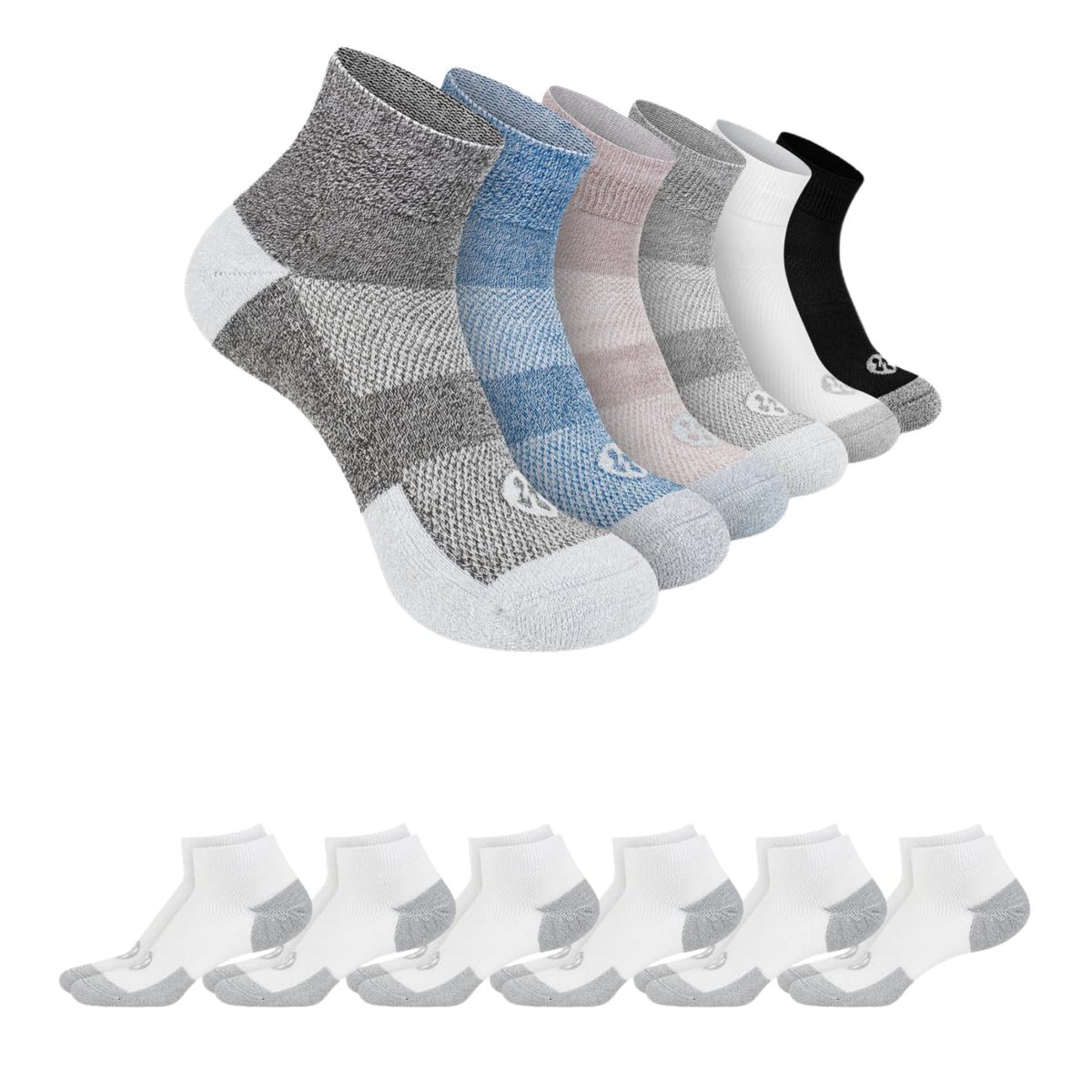 Diabetic Socks for Men, 12 Pairs Ankle & Low Cut Size 9-15 F3470