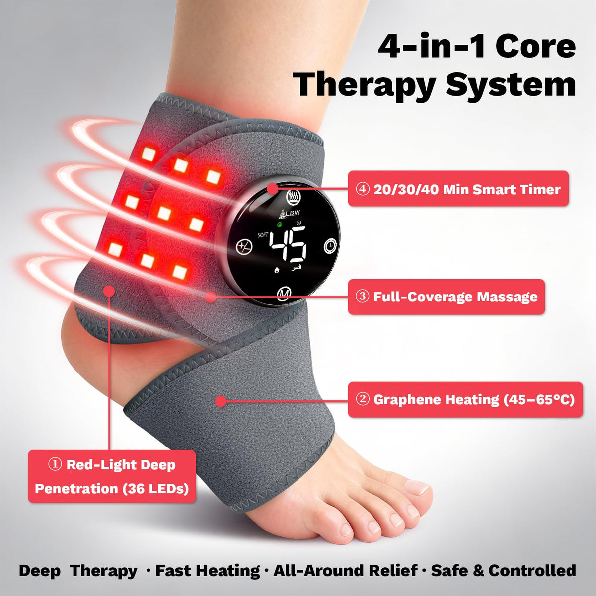 Cordless Heated Foot Massager Wrap with Red Light U355742