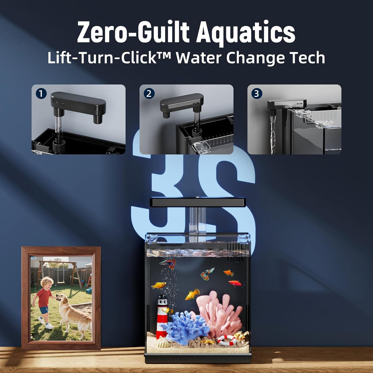 2 Gallon All-in-One Aquarium Kit with Filtration & LED Light Y38244