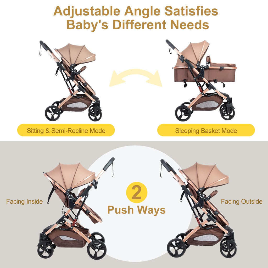 2 in 1 Foldable Baby Stroller with Adjustable Canopy T90242
