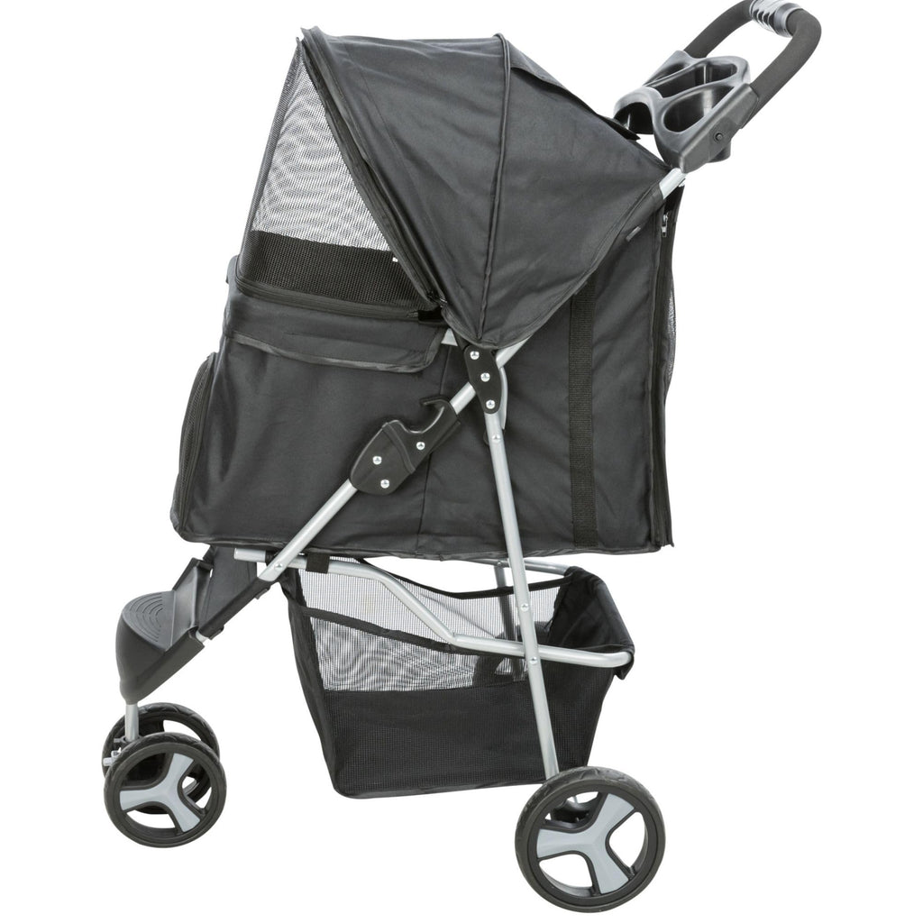 Foldable Pet Stroller with Weather Cover, Storage Basket, Cup Holder, Black N243426