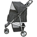 Foldable Pet Stroller with Weather Cover, Storage Basket, Cup Holder, Black N243426