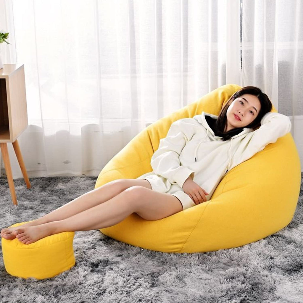 Bean Bag Chair Cover Only Without Filling XL Yellow C2032