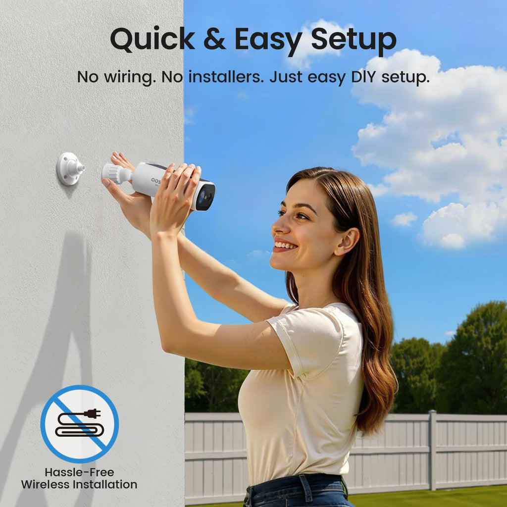 2K QHD Solar Security Cameras Wireless Outdoor System A4292