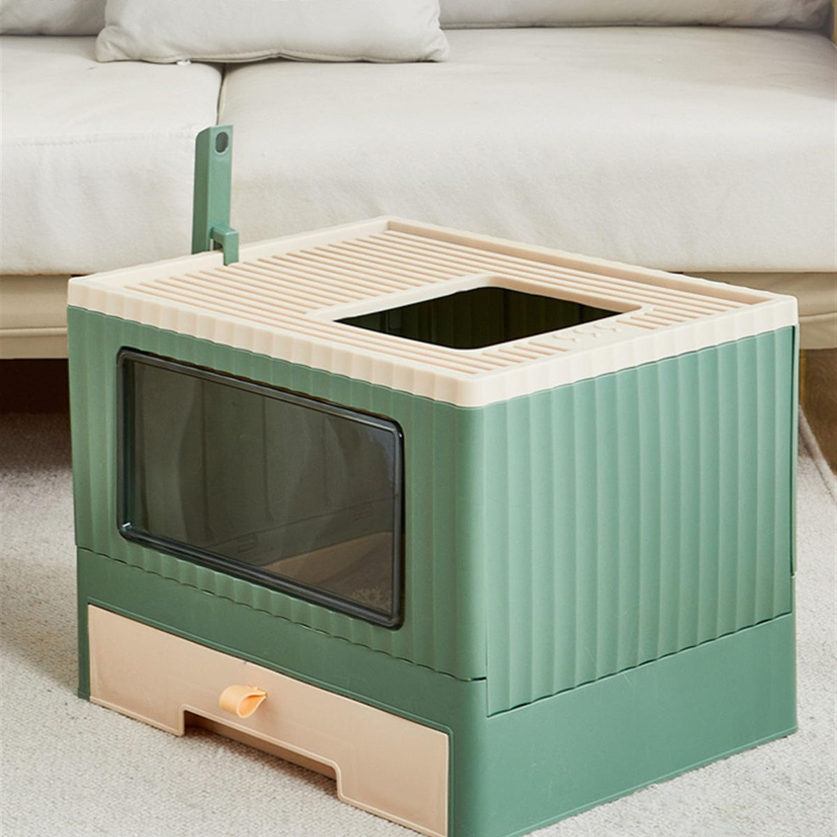 Foldable Top Entry Cat Litter Box with Lid J89812
