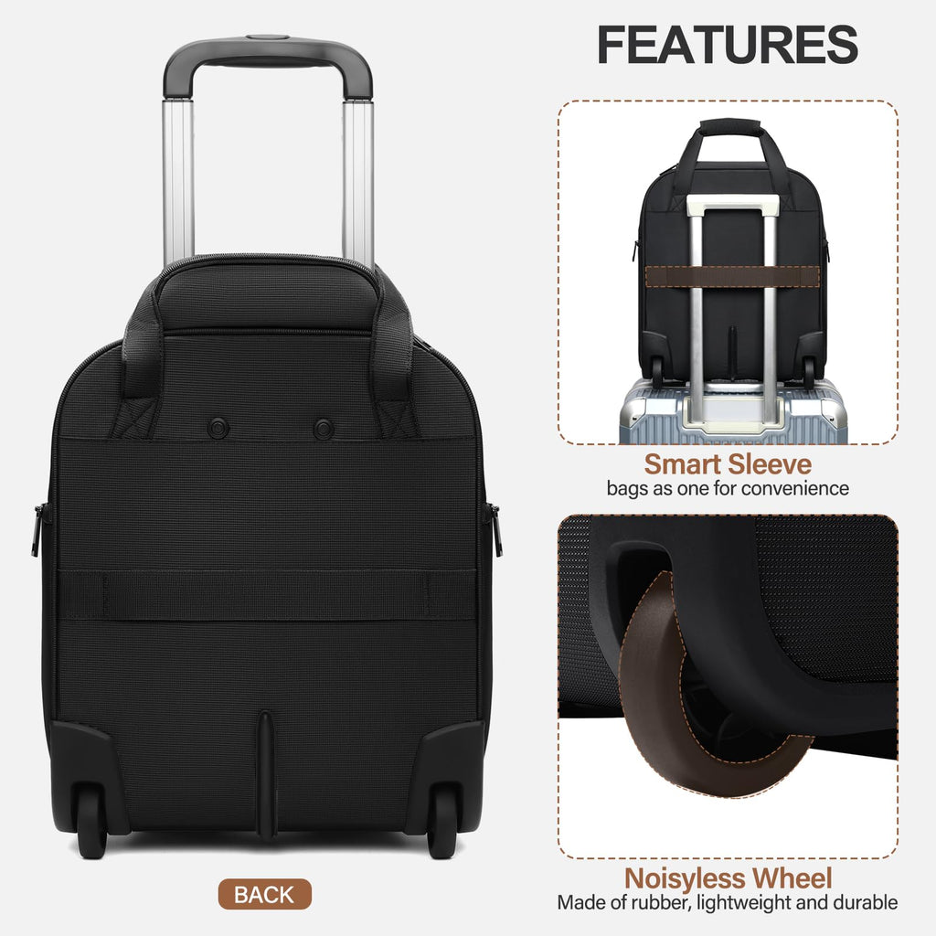 16-Inch Underseat Carry on Luggage with Wheels Black T3585