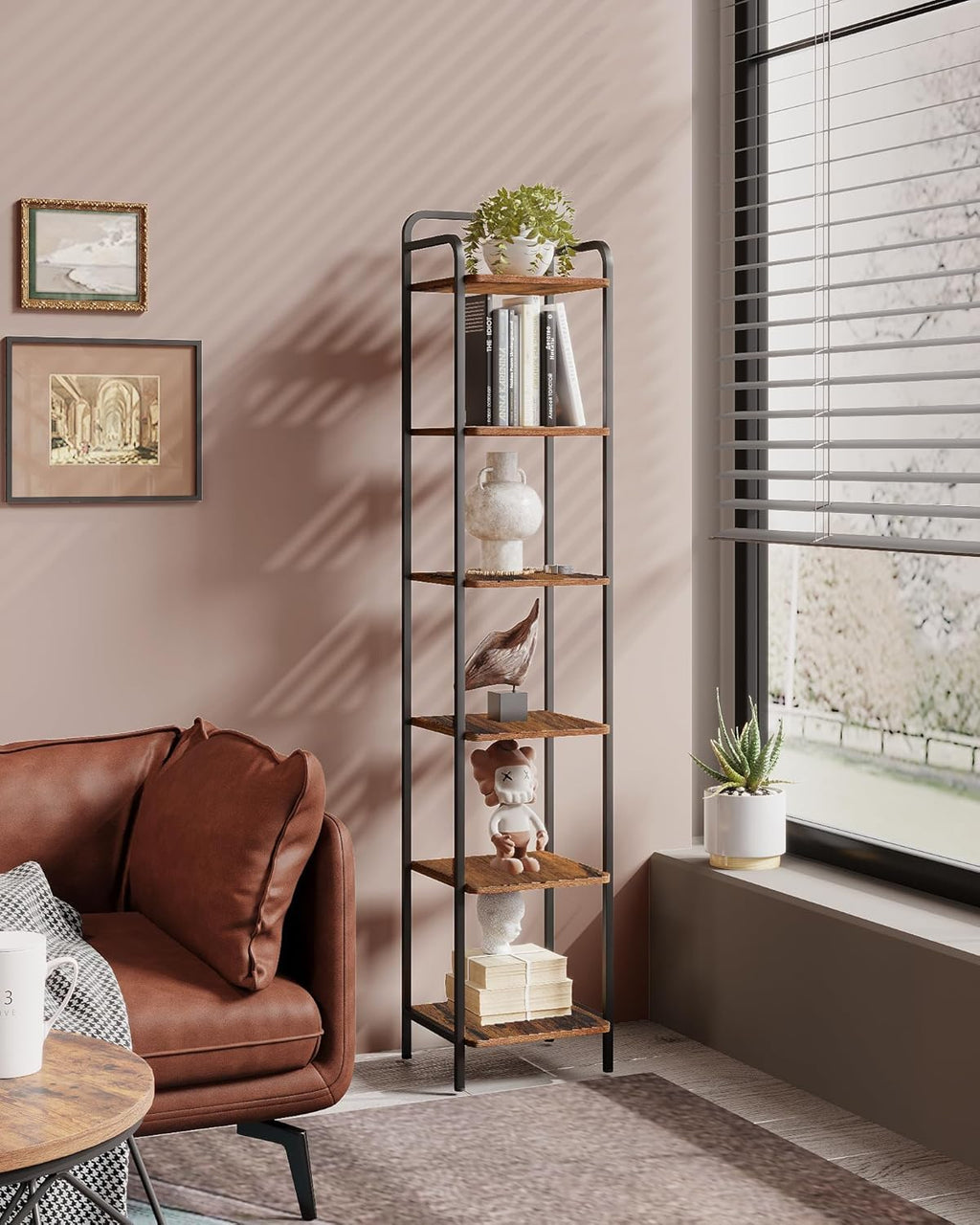 Narrow Industrial Bookcase W44157