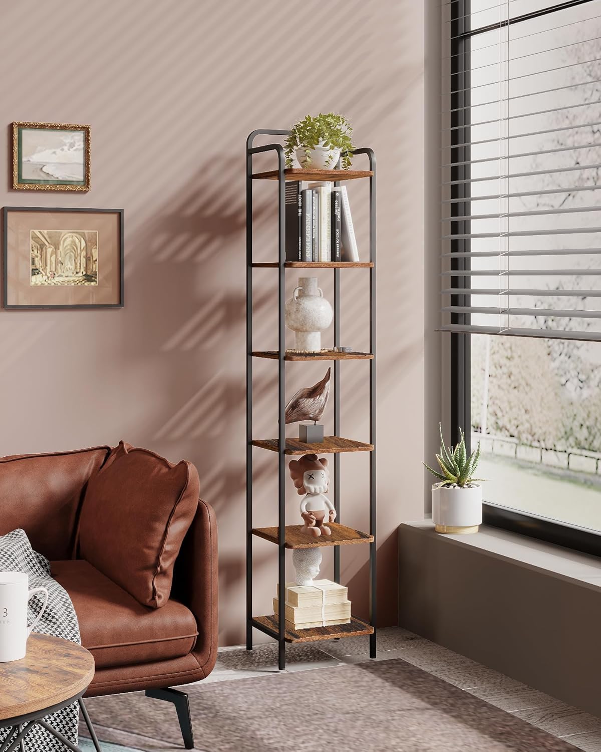 Narrow Industrial Bookcase W44157