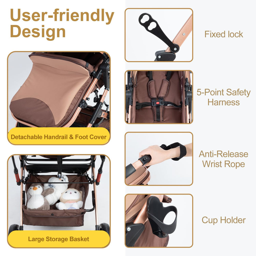 2 in 1 Foldable Baby Stroller with Adjustable Canopy T90242