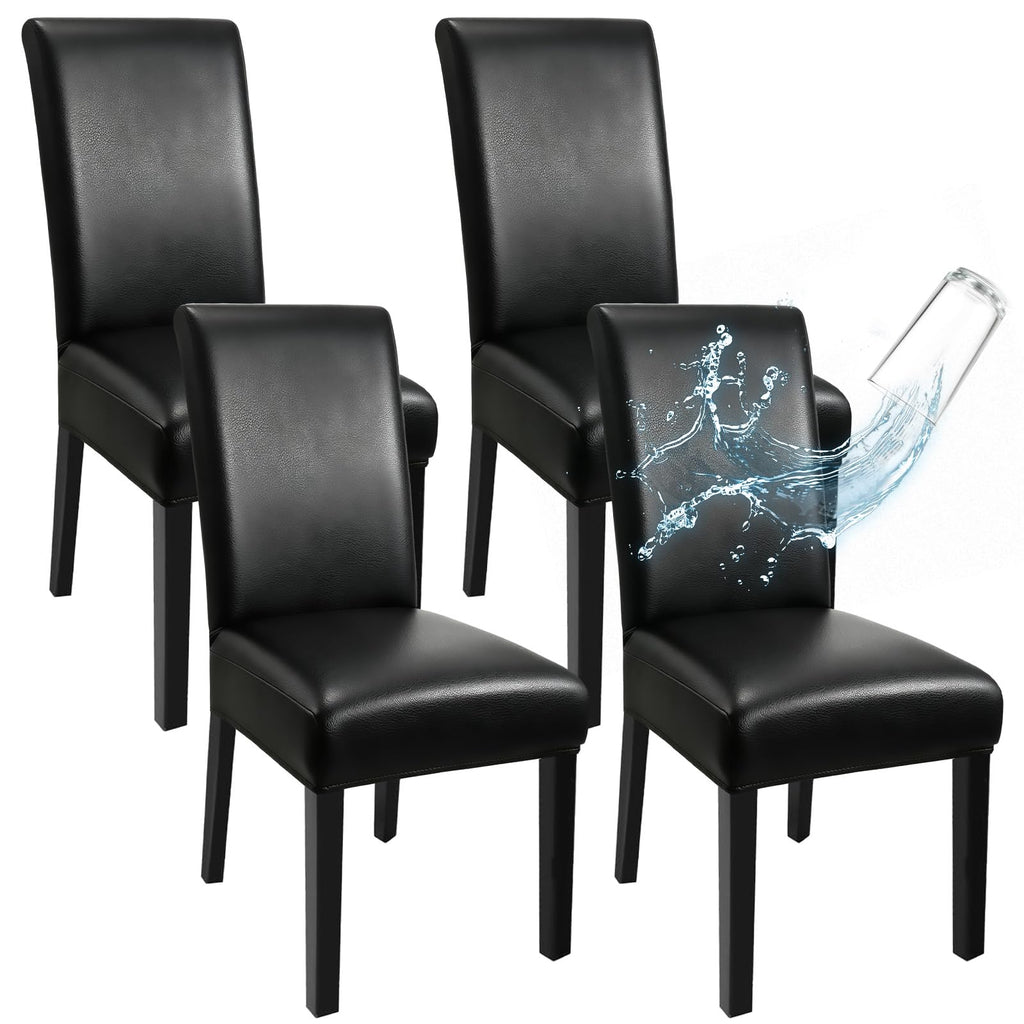 Black Set of 4 Stretch Waterproof Dining Chair Covers O40113