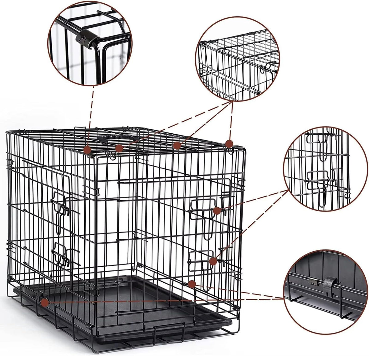 48 inch Portable Folding Dog Crate with Slide Out Tray D456379