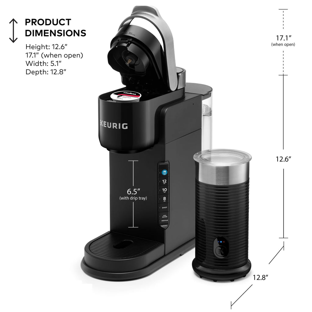 Single Serve Coffee Maker and Frother, 3 Brew Sizes, Black B911