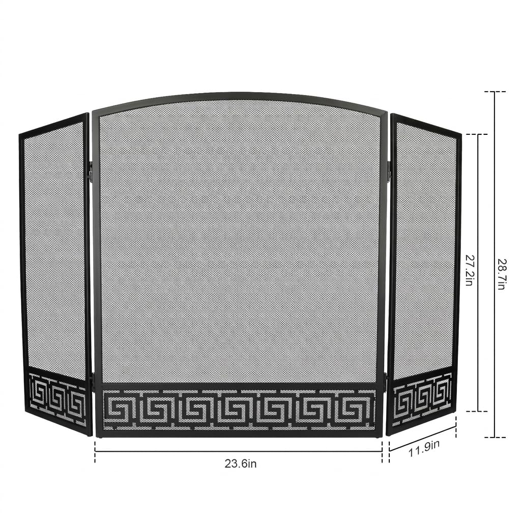 Arched 3 Panel Folding Fireplace Screen W274910