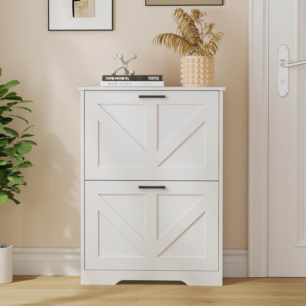 Farmhouse Shoe Cabinet with 2 Flip Drawers H55538