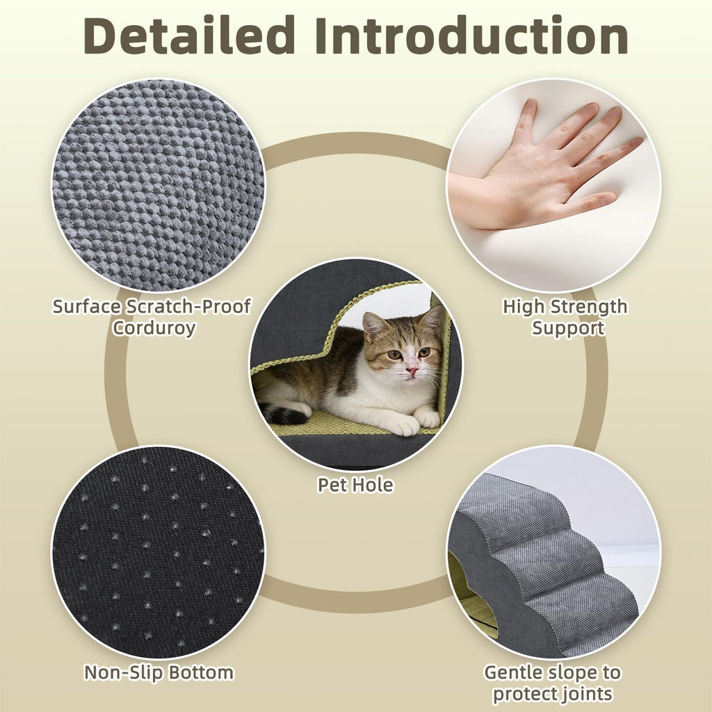 6 Step Non-Slip Grey Dog Stairs J1191