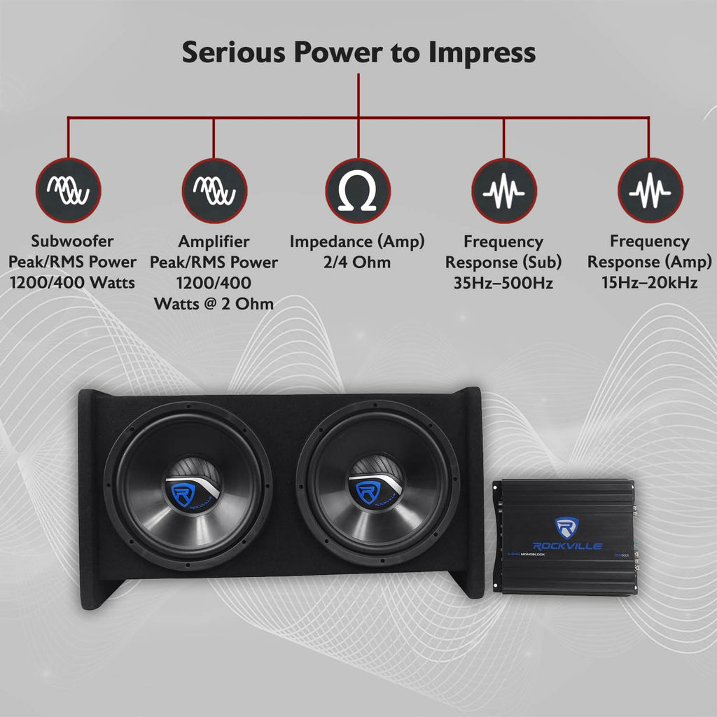 Dual 12" Car Subwoofer Enclosure with Mono Amplifier W59018