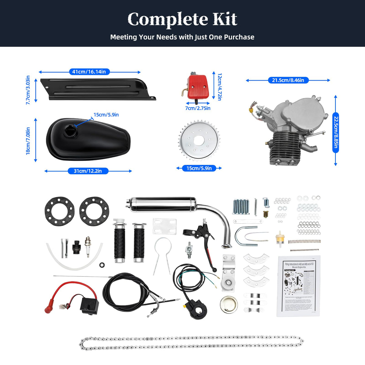 2-Stroke 100cc 36 Teeth Bicycle Engine Kit T503