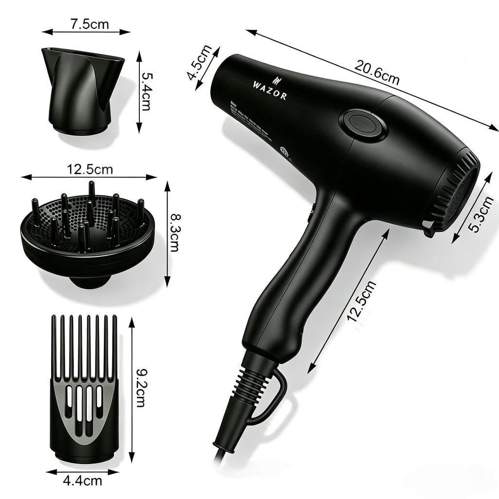 1875W Ionic Hair Dryer with Diffuser and Concentrator Q46559