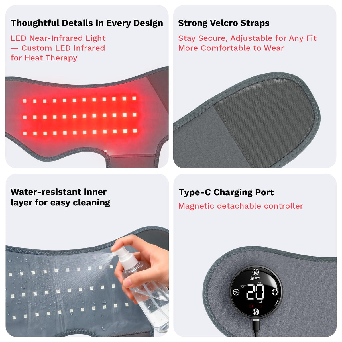 Cordless Heated Foot Massager Wrap with Red Light U355742
