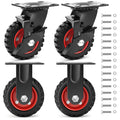 5 Inch Heavy Duty Solid Rubber Casters Set of 4 with Knobby Tread F235