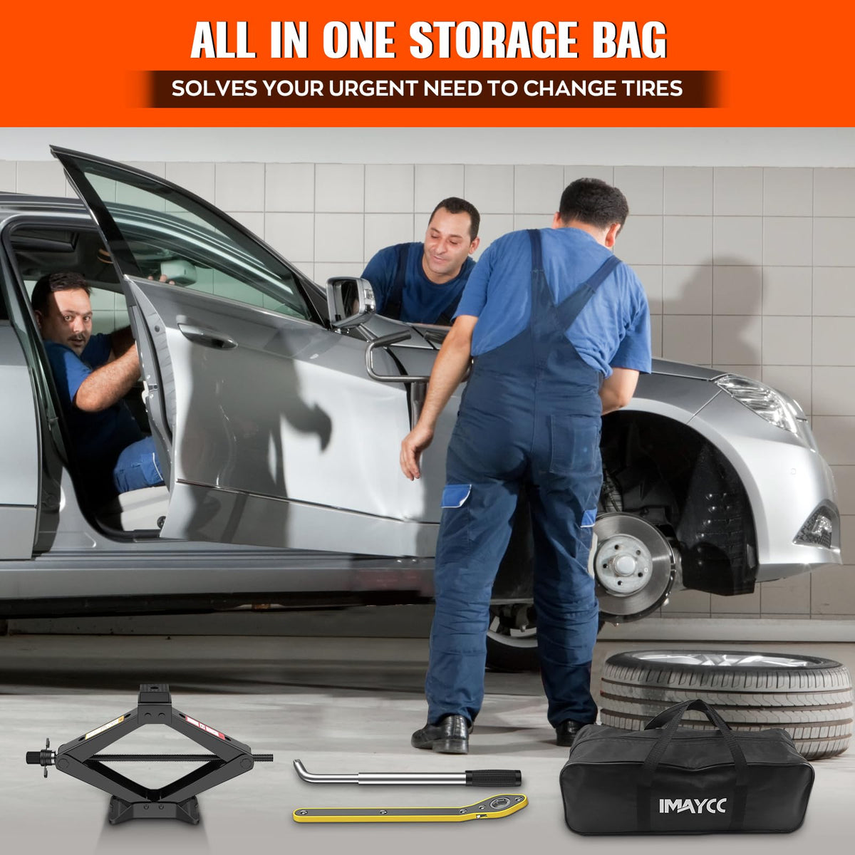 3 Ton Portable Scissor Jack with Lug Wrench H1045