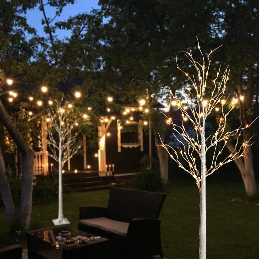 2 Pack 6 Feet Prelit White Artificial Christmas Trees C1391