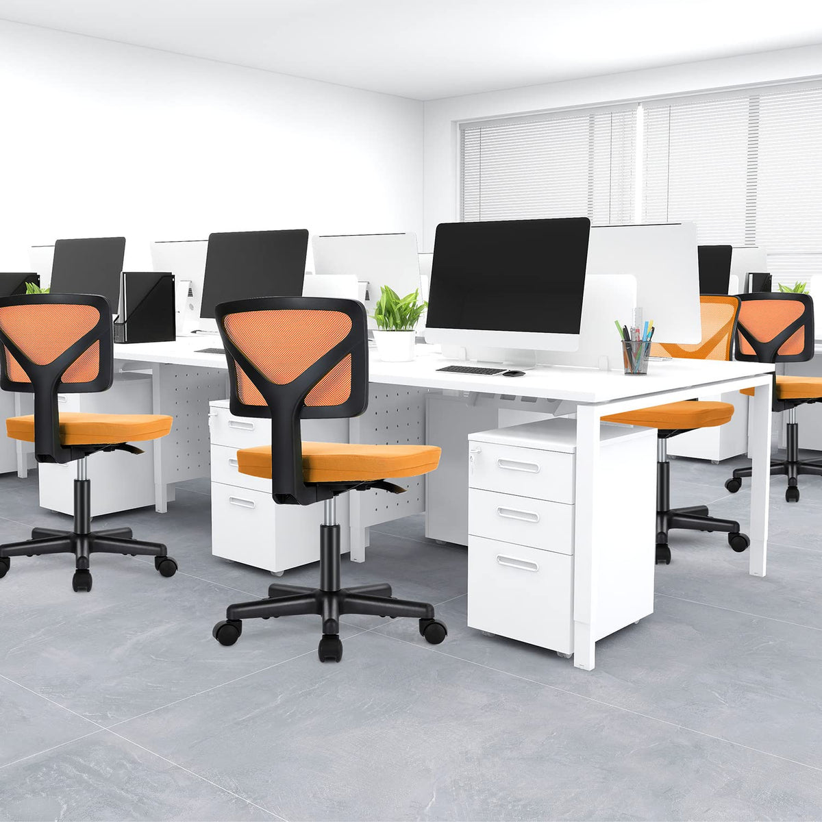Orange Mesh Ergonomic Adjustable Swivel Rolling Office Chair A50505