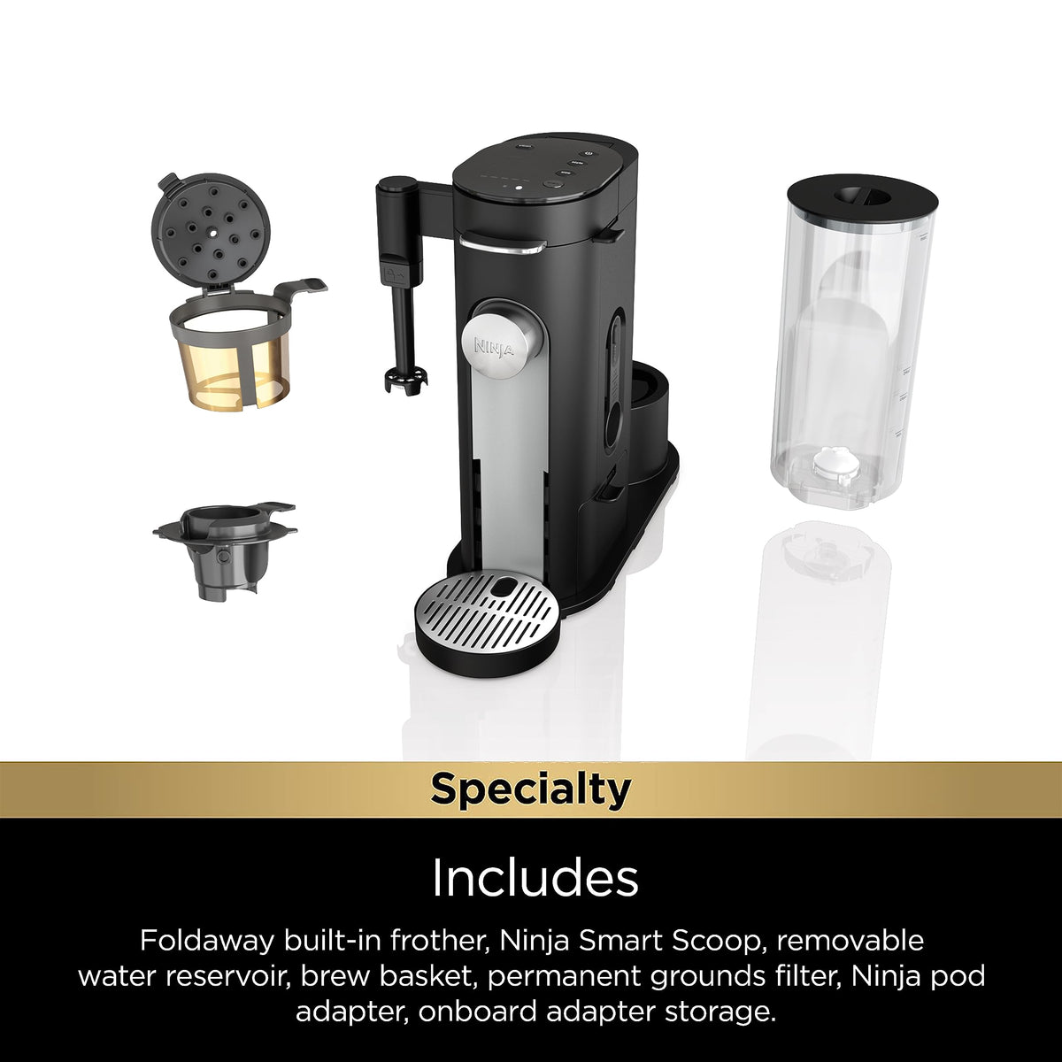 Single-Serve Coffee Maker with Milk Frother, Black D380959