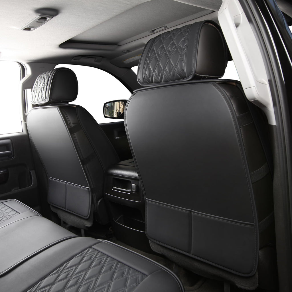 Leather Seat Covers for Chevy Silverado GMC Sierra, Custom Fit, Front Pair, Black Grey N4095
