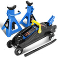 Low Profile Hydraulic Trolley Floor Jack with 2 Ratchet Jack Stands, 2 Ton Capacity, Blue S6627