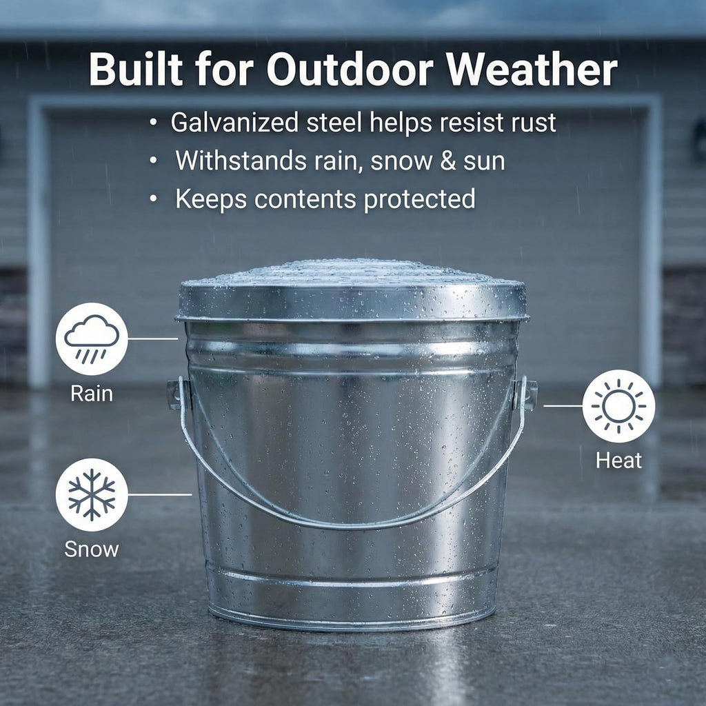 6-Gallon Galvanized Steel Locking Lid Trash Can B28123