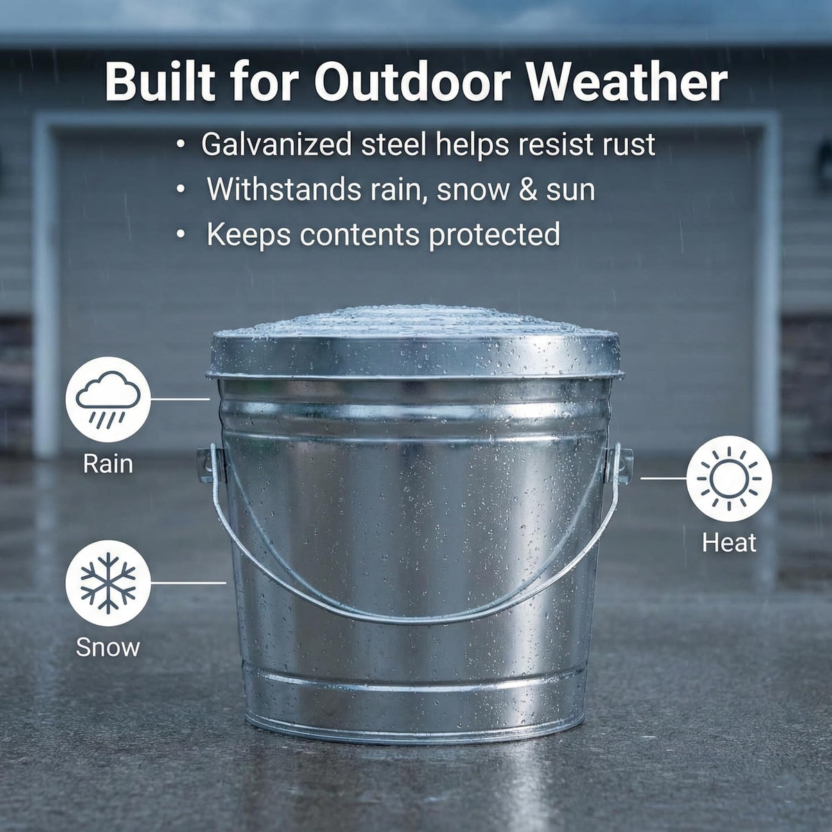6-Gallon Galvanized Steel Locking Lid Trash Can B28123