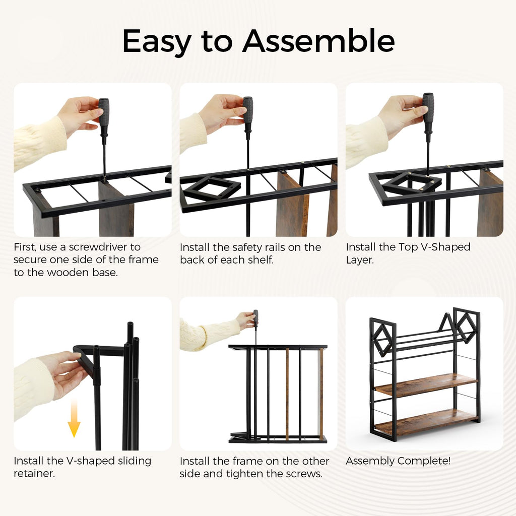 3-Tier Wooden and Metal CD Storage Rack Q2665