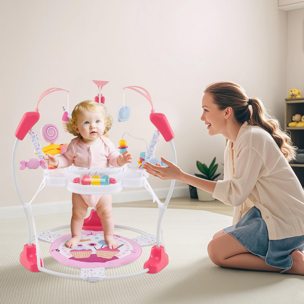Pink Baby Bouncer Activity Center with Music Lights and Sounds C59243