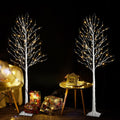 2 Pack 6 Feet Prelit White Artificial Christmas Trees C1391