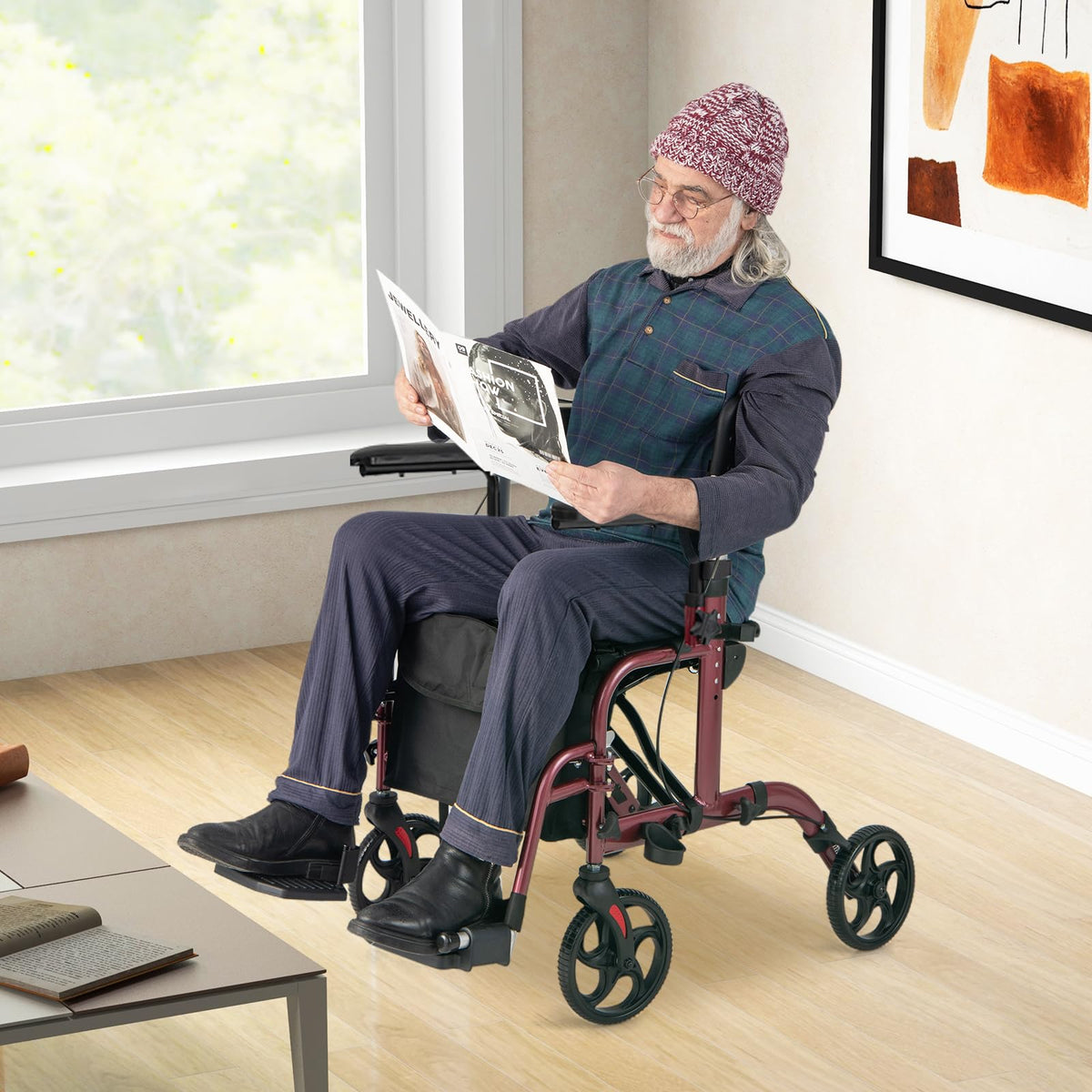 2 in 1 Folding Rollator Walker with Seat O9002