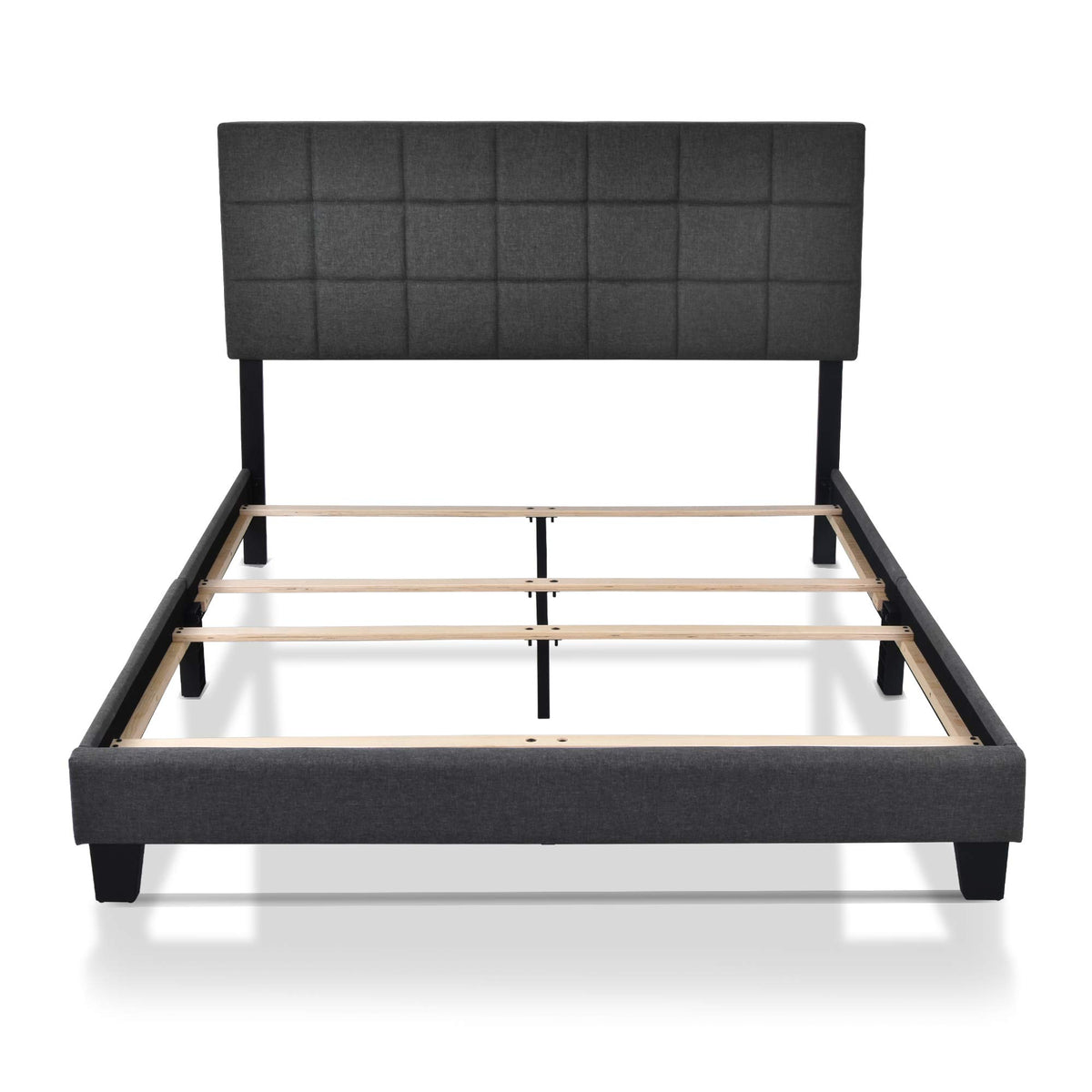 Queen Size Panel Bed Frame Dark Grey O881624