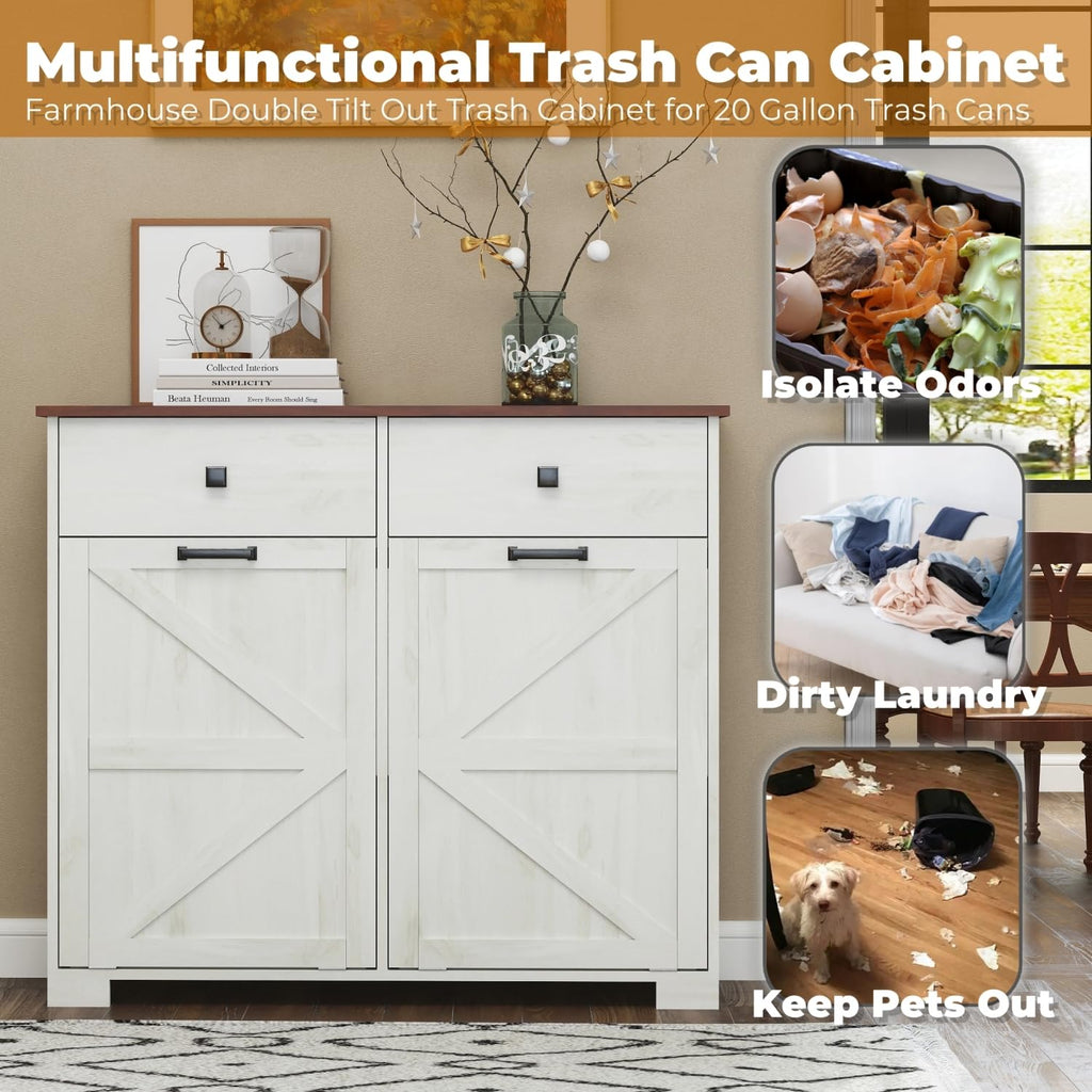 Double Tilt Out Trash Cabinet with Hideaway Drawer C8785