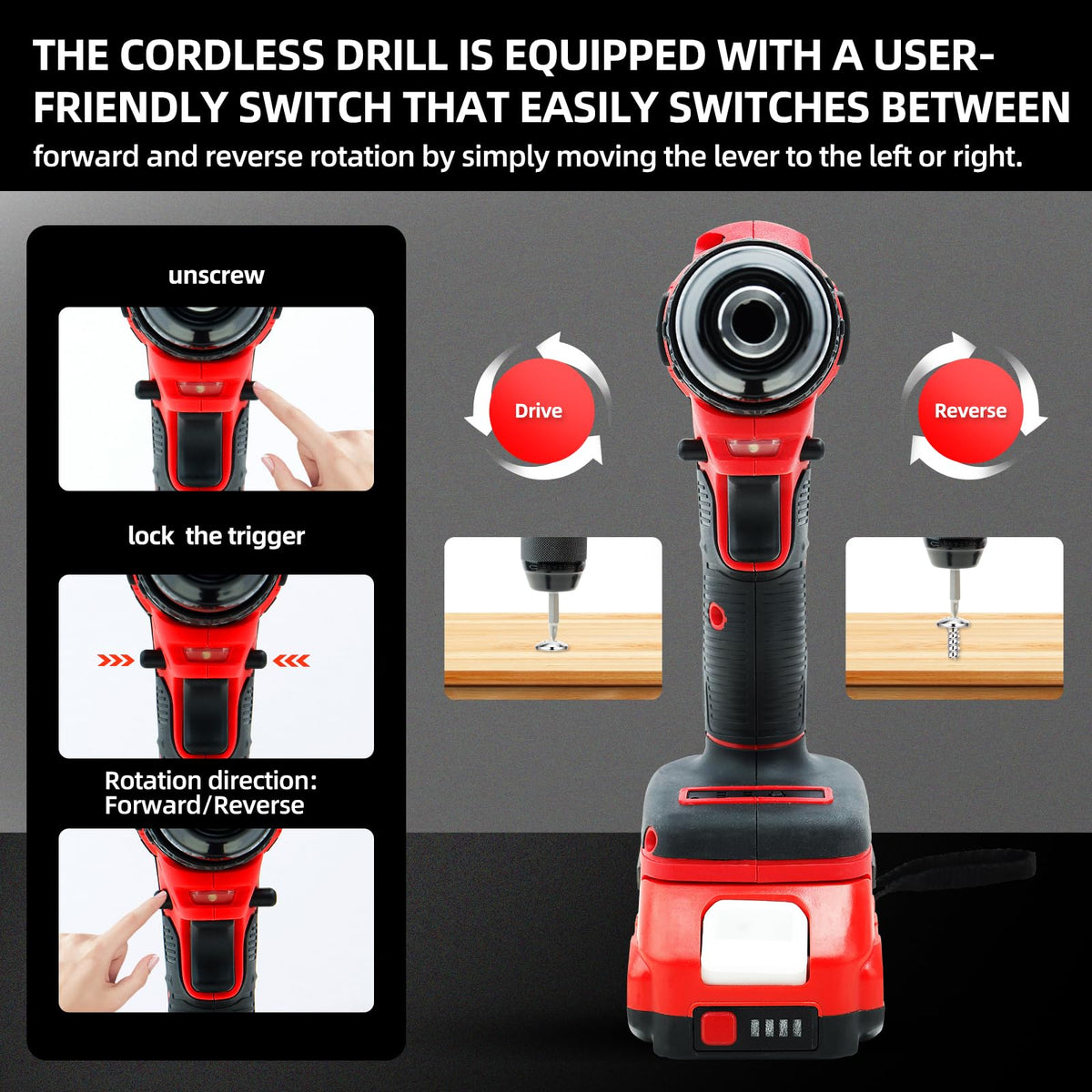 21V Cordless Drill Driver Electric Screwdriver Set with 2 Batteries and Charger K141729