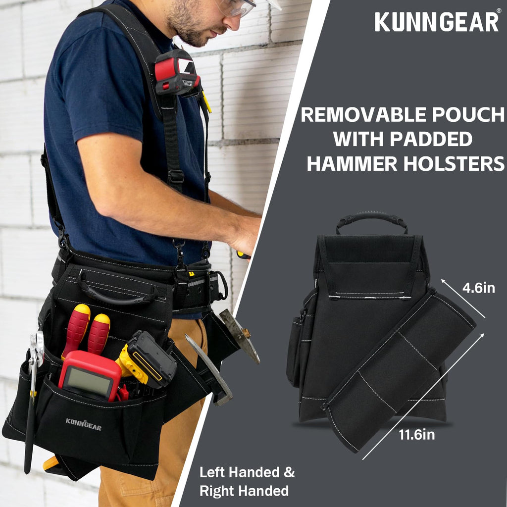 Black Tool Belt with Suspenders and 22 Pockets V48513