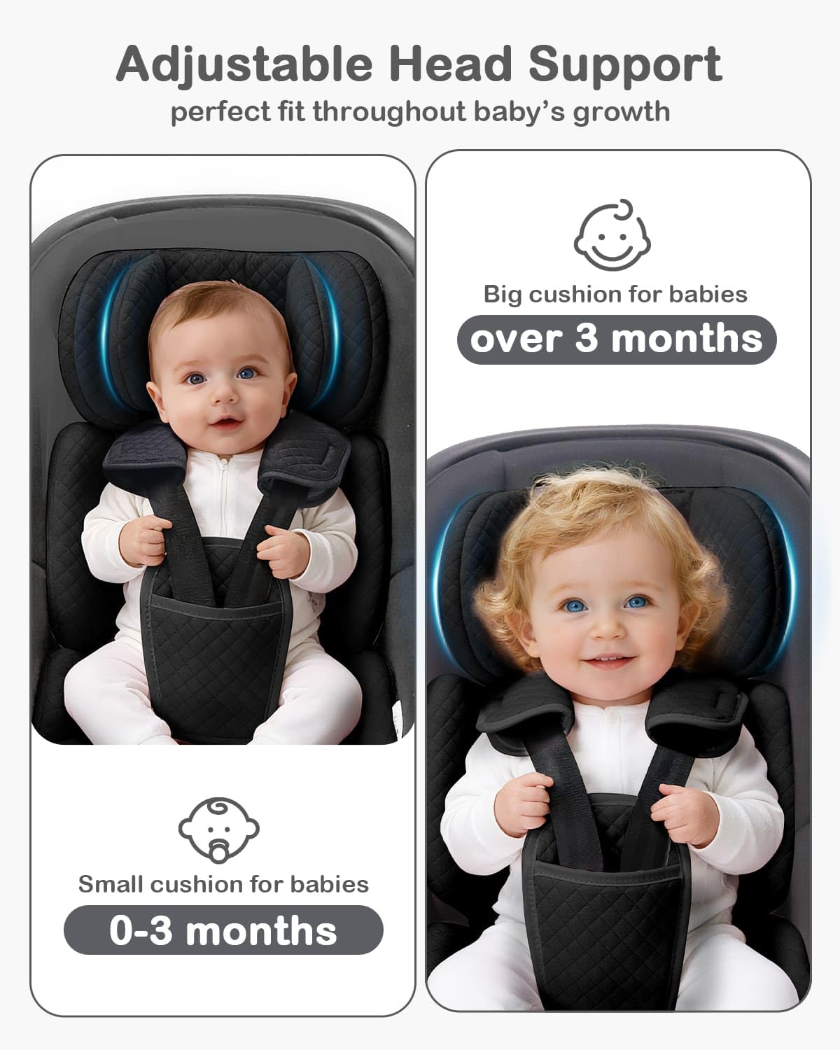 Infant Car Seat Insert with Adjustable Head Support, Black L79298