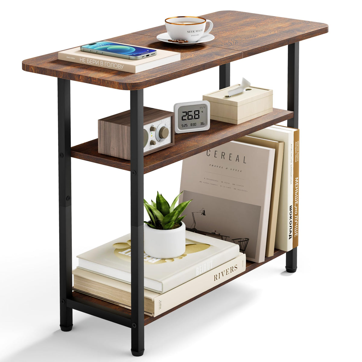 3-Tier Side Table with Storage Tabletop H5605