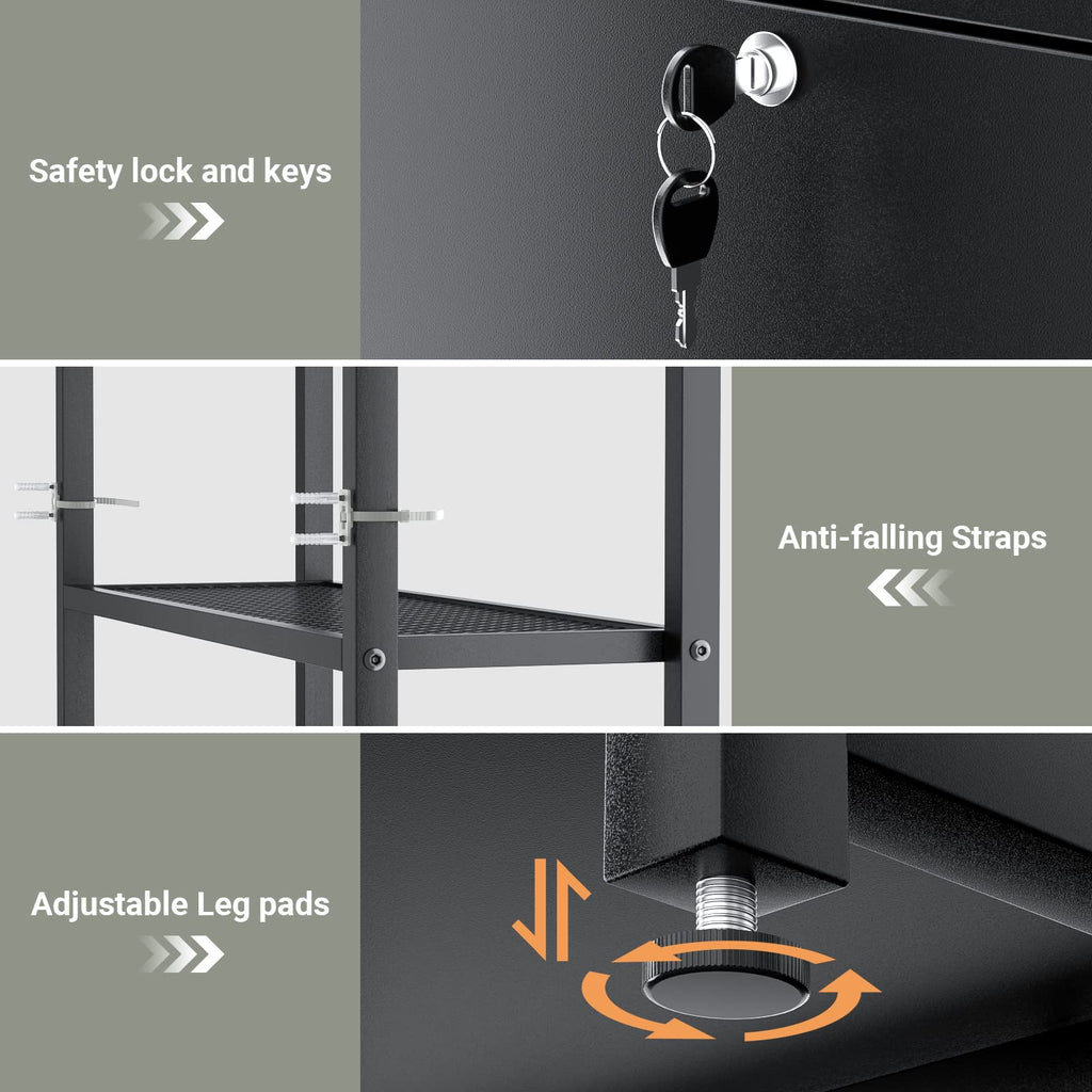 Black Vertical Filing Cabinet with Bookshelf J225